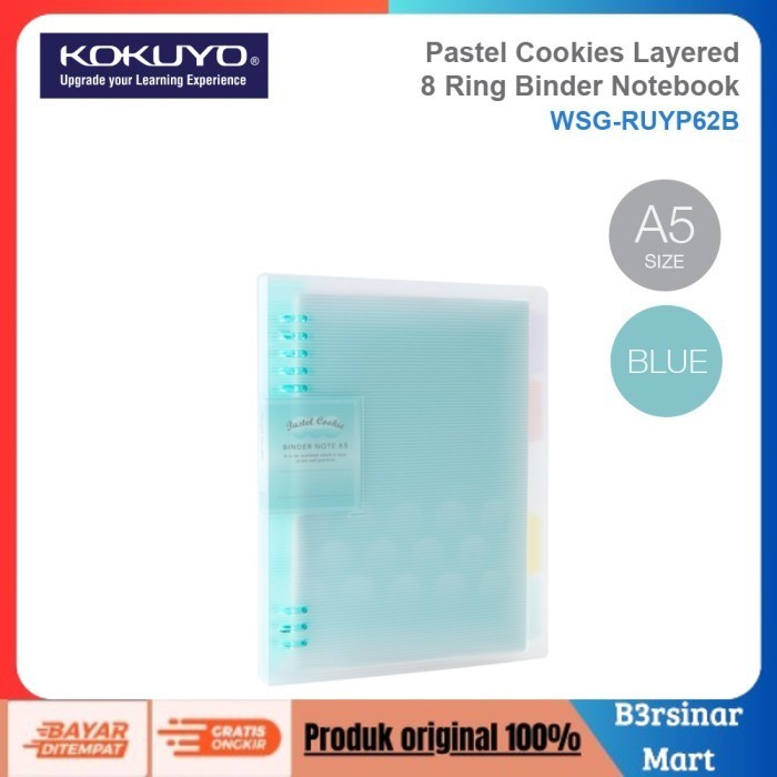 

[KUALITAS TERBAIK] KOKUYO WSG-RUYP62 Pastel Cookies, 8 Ring Binder Notebook A5 (Max 100) - Blue