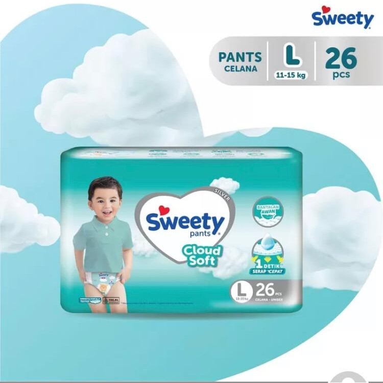 Sweety Silver Pants L26 Jumbo Popok Pampers Celana Perekat Bayi Murah