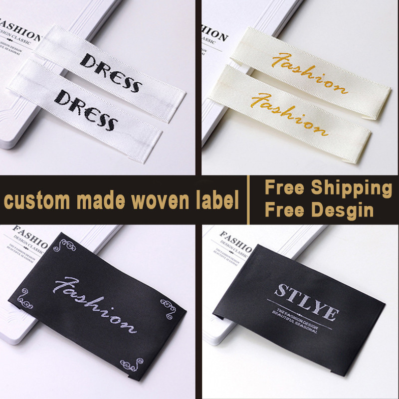 

Custom Clothing White Satin Woven Labels/Garment Embroidered Labels/Logo/Wedding Dress Labels/Overcoat Tgs Brand 1000 pcs a Lot