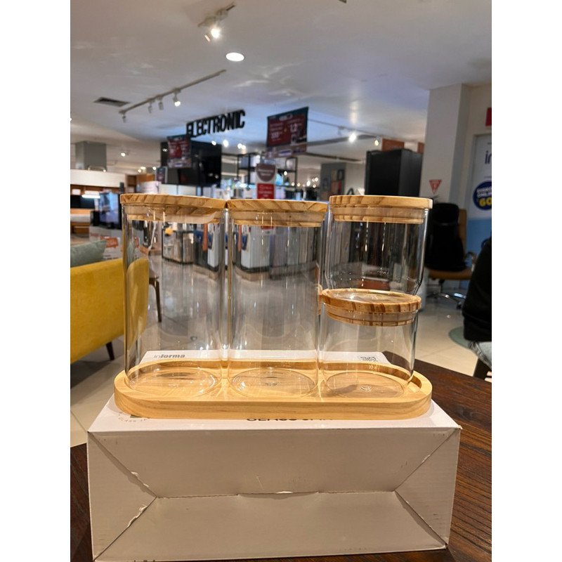 INFORMA VANETTA CANISTER WHITE GOLD SET OF3(TEMPAT TEH GULA KOPI 1 SET ISI 3)TEMPAT COOKIES BISKUIT 