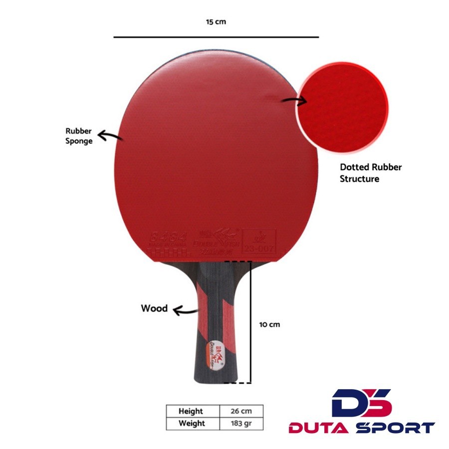 Bat DOUBLE FISH CK 208 Cover Bet Tenis Meja Pingpong Original
