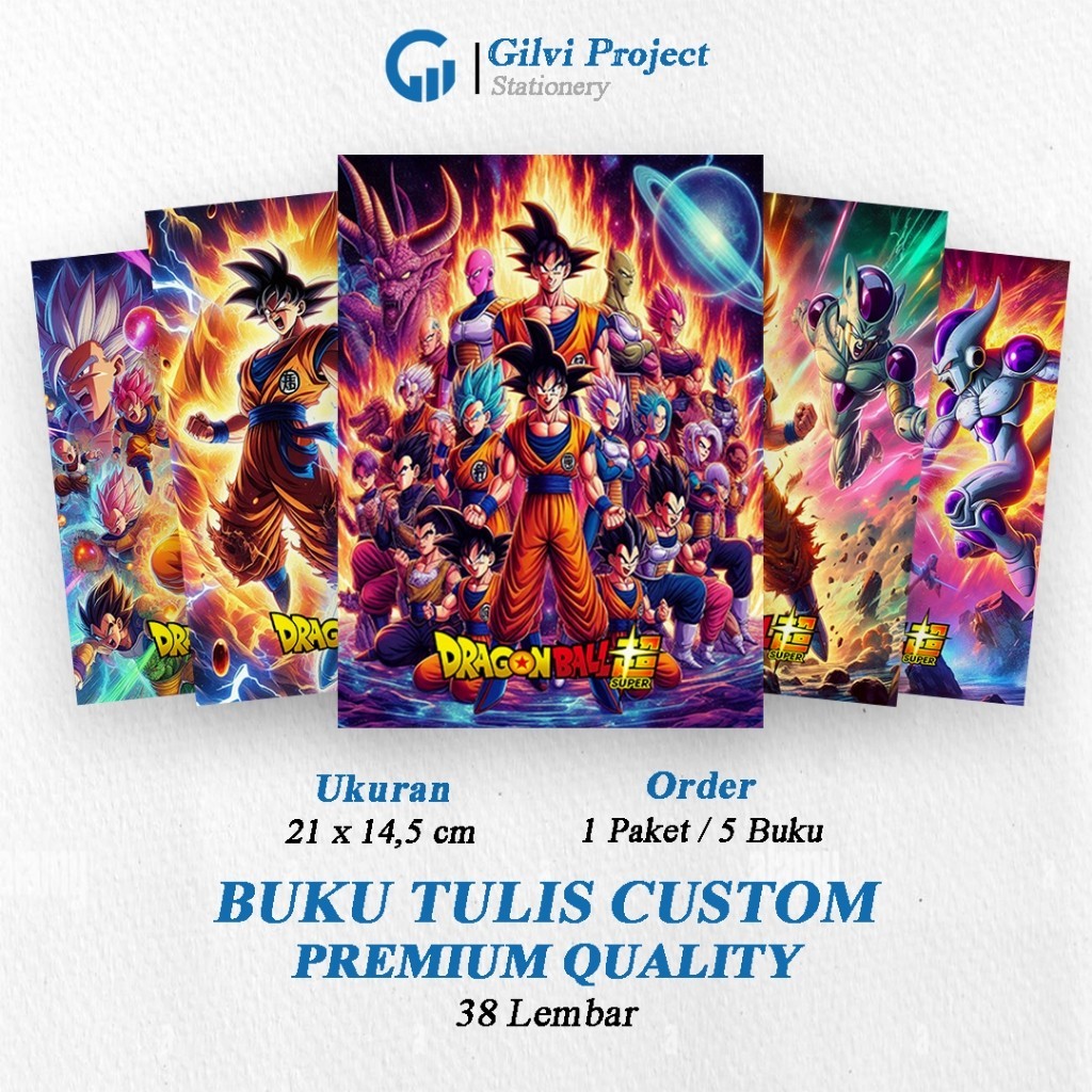 

Buku Tulis Sekolah Custom Tema DRAGON BALL Bergaris 38 Lembar 1 Pak Isi 5 Buku/ Buku Tulis Anime/ Buku Aesthetic/ Buku Catatan