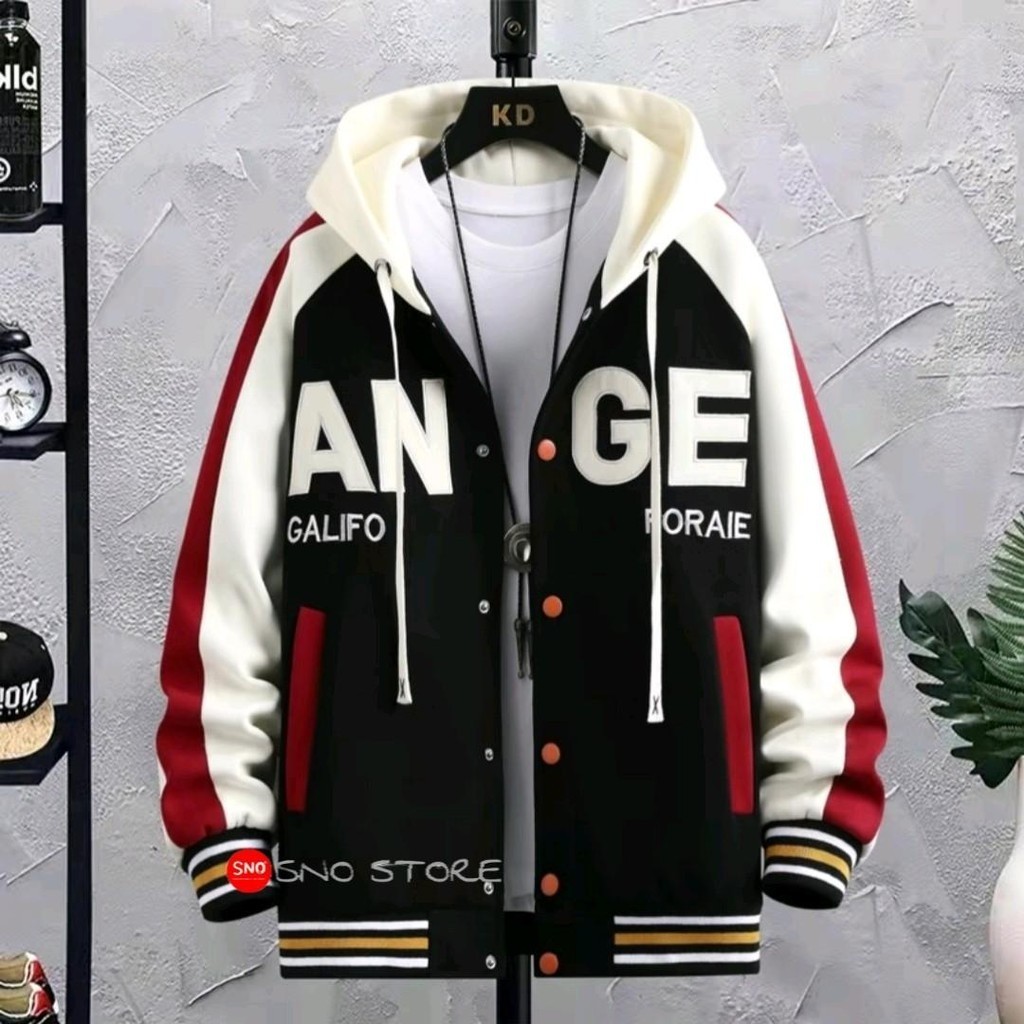 Jaket Varsity Baseball All Size Unisex Laki laki Perempuan Logo AN GE JAKET ZIPPER SNO STORE DISTRO 