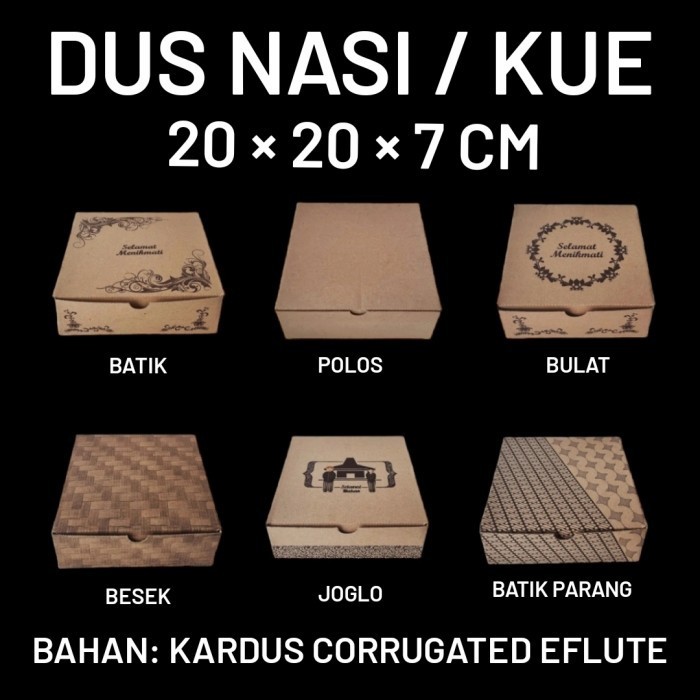 BOX NASI 20X20X7 / DUS NASI / BOX KUE / BOX NASI KOTAK / DUS KATERING - BESEK