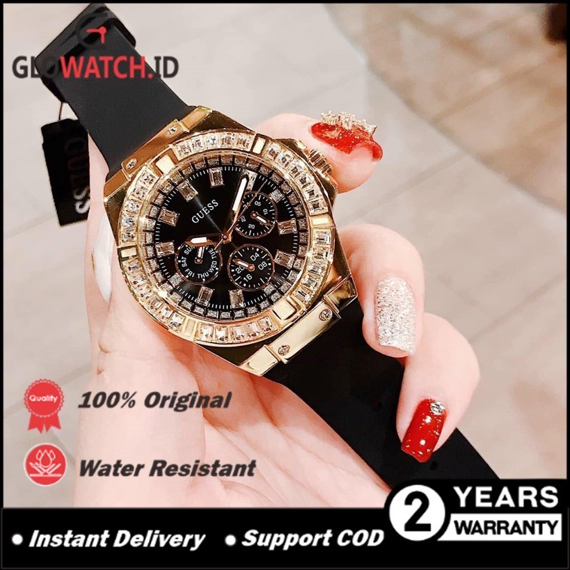Jam Tangan Wanita Guess GW0118L1 Black & Gold VENUS (Garansi 2 tahun) / Support COD  [100% Authentic