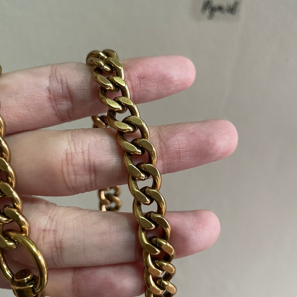 Aksesoris tas rantai warna ancient gold chain strap gepeng