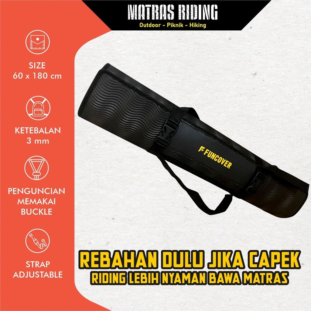 Matras Alas Duduk Spon Kasur Tidur Riding Outdoor Piknik Camping Yoga Mat Hiking 3mm Simple size 60x180cm 180 x 60 CM by FUNCOVER
