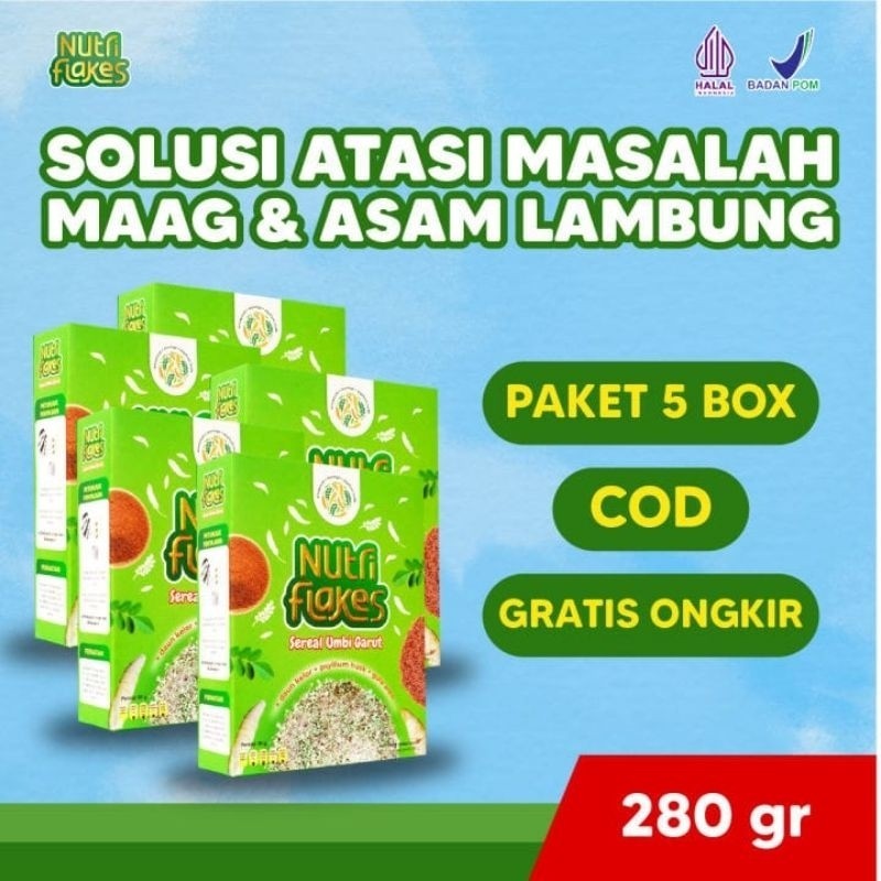 

Nutriflakes 5 Box - Original Minuman Umbi Garut Untuk Diet Diabetes Maag Akut Perbaiki Sistem Pencernaan & Terapi Asam Lambung Magh Kontrol Kolesterol