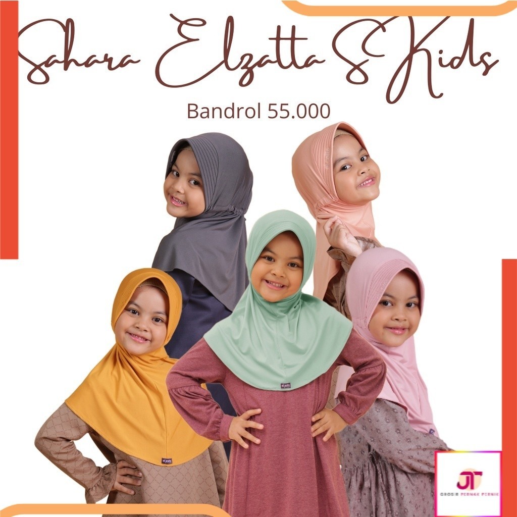 Hijab Instant Elzatta Zaria Sahara S Kids Bergo Serut Anak Usia 4 - 12 Tahun