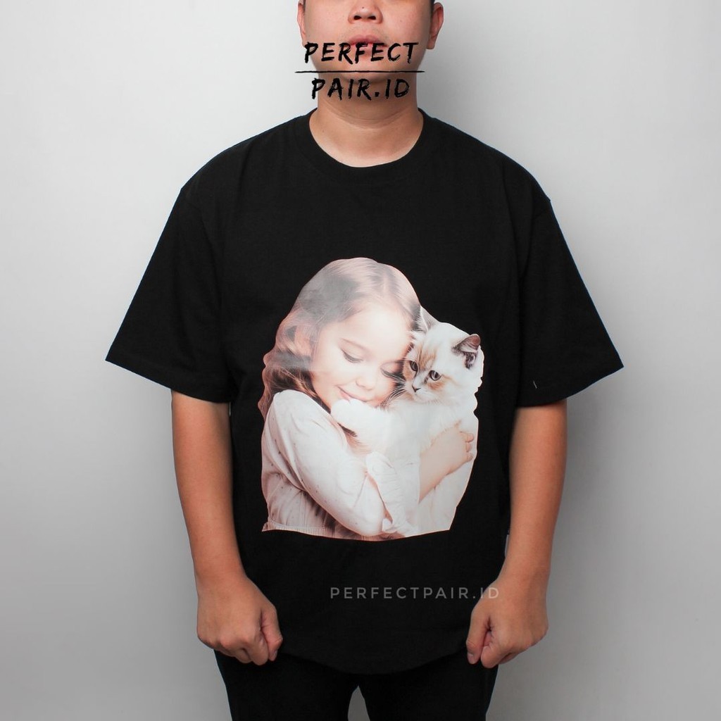 ADLV Acme de La Vie Baby Face Cat Hug Girl Black Tee 100% Original BNIB