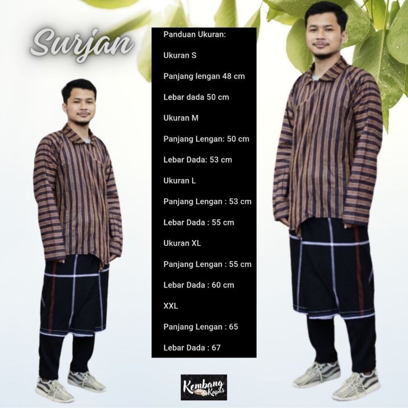 LURIK Baju Adat Ja Surjan Lurik Pria / Size S,M, L, XL, XXL