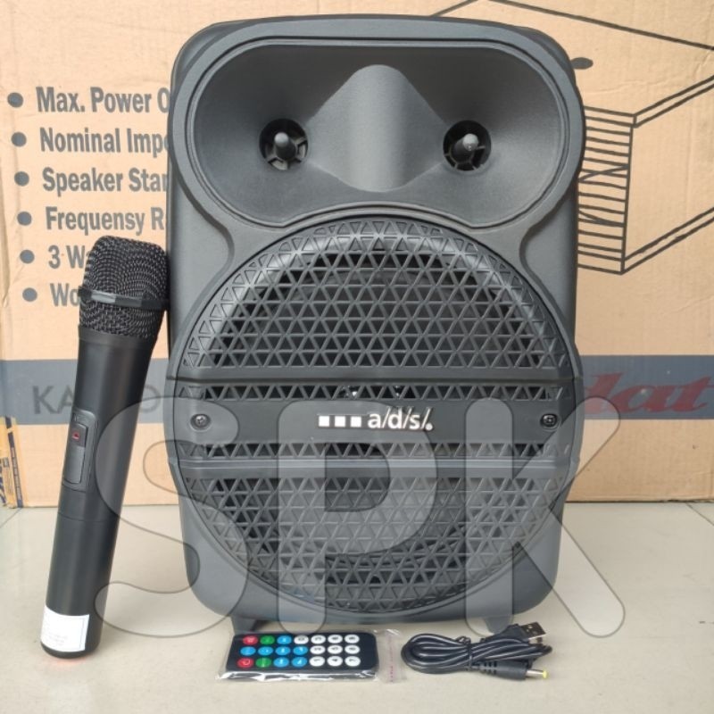 Speaker DAT 8 inch ADS TCM 08A Free 1 Mic Wireless Bluetooth Original