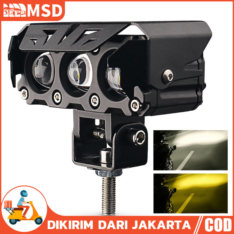Mizu - Lampu Tembak Led Foglamp CR7 SQL 3 Mata LaserPutih Kuning 2 Warna Waterproof CR7 Lampu Tembak