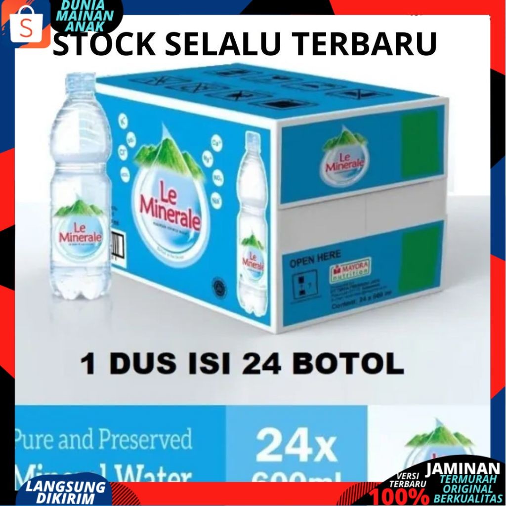 

DMA Air Mineral LE MINERALE LEMINERAL 600 ML Isi 24 Botol PER DUS PER KARTON