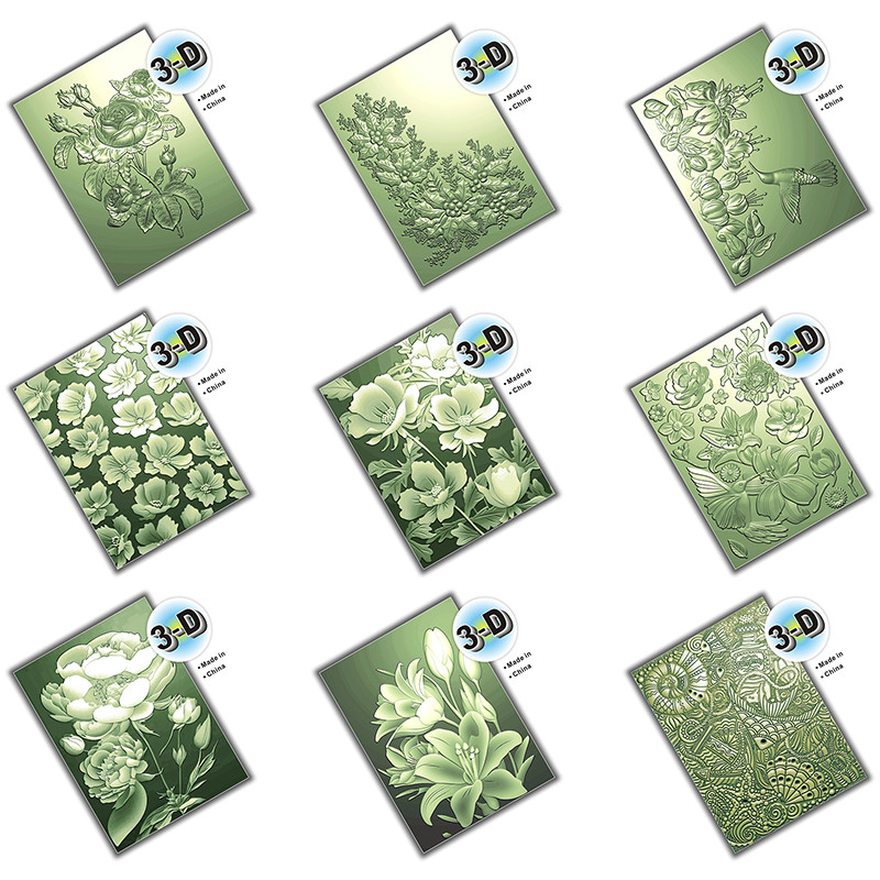 

New 3d Relief Plastic Embossed Folders Such As Roses, Hummingbirds, Honeysuckles, Anemone Bouquets, Peonies, Ocean Treasures, Et