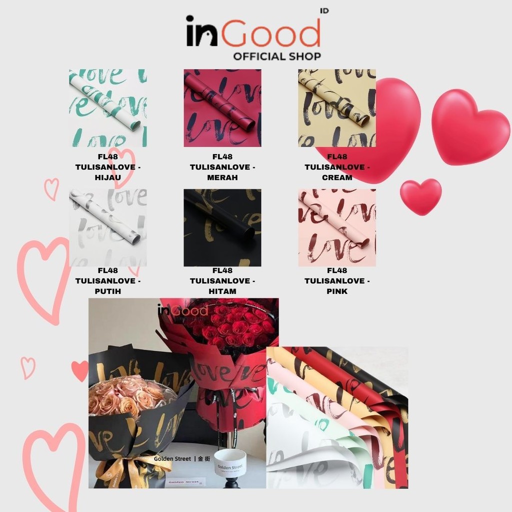 

IN GOOD - FL48 TULISAN LOVE Kertas Bunga Paper Buket Motif Cellophane
