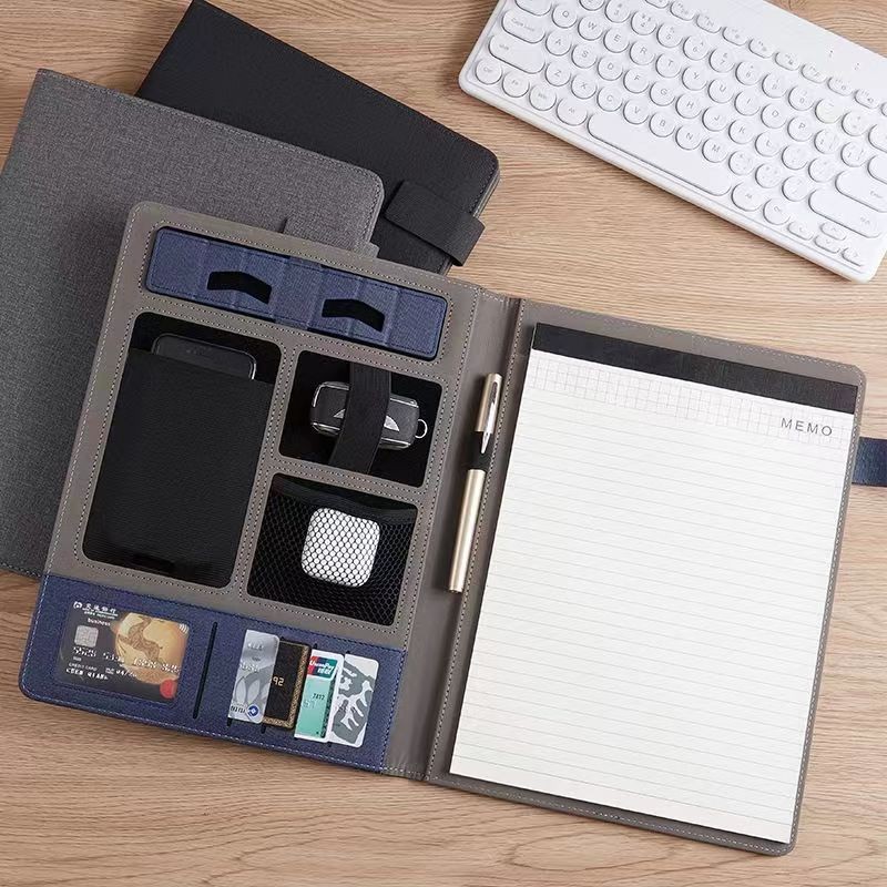 

1pc Leather Multifunctional A4 Conference Folder Business Stationery Folder Contract File Folders Zippered Organizer Card Holder