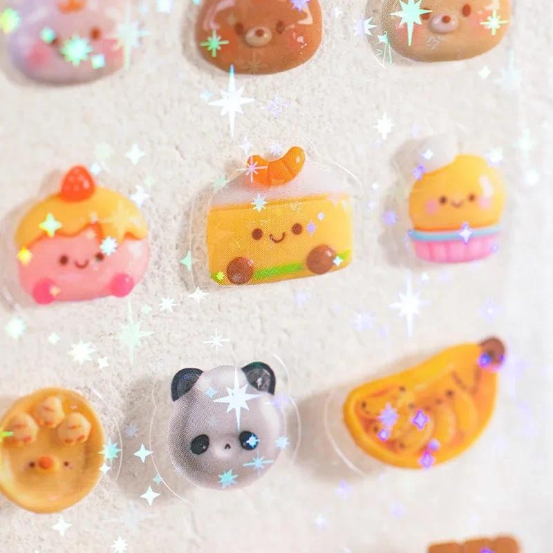 

10Pcs/pack Cute Die-cut Flash Stickers Y2K Decorative Stickers for Scrapbooking DIY Phone Case Decoration Collage Material