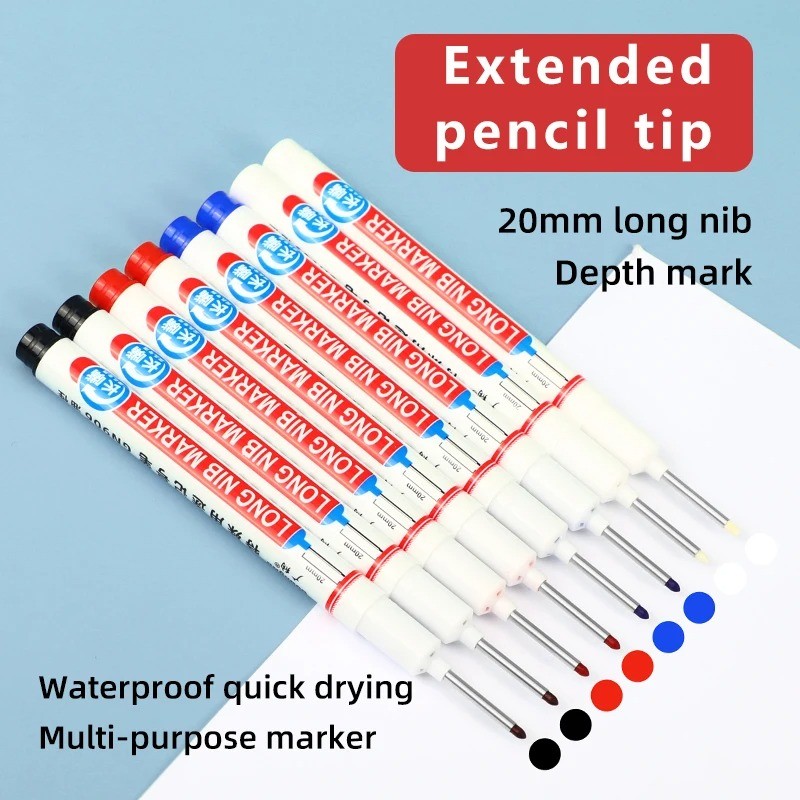 

Perforating 20mm Deep Hole Long Head Nib Markers For Metal Pen Waterproof Bathroom Woodworking Decoration Multi-Purpose