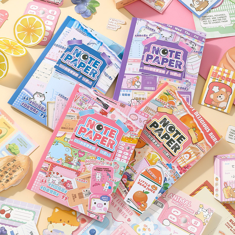 

[HARU] Fun Life Series Note Paper Deco Paper Decorative Paper Stamp Style DIY Journaling Scrapbook Diary Decor Paper Vintage