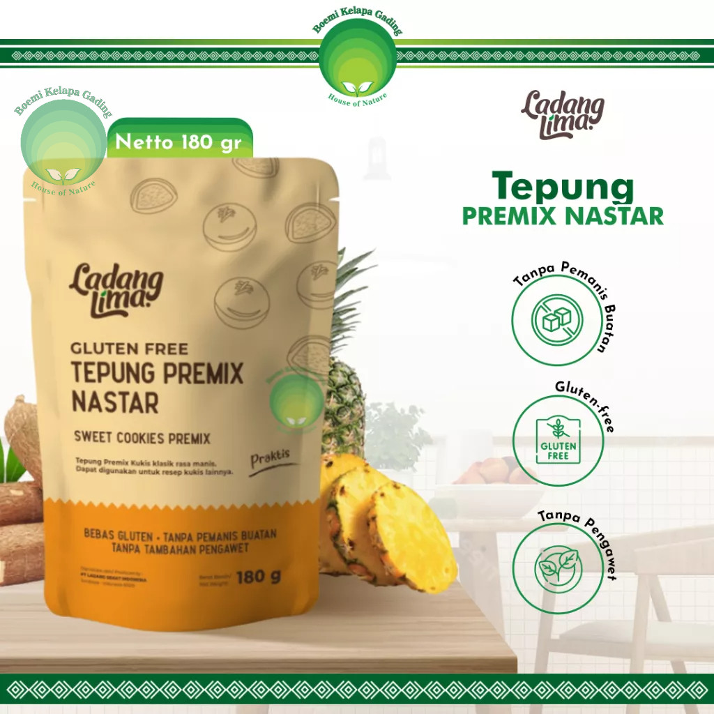 

Tepung Premix Nastar Gluten Free Sweet Cookies Premixed 180 Gram Serbuk Kue Siap Pakai Ladang Lima