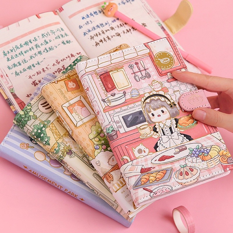 

112 Lembar Buku Notebook / Catatan Motif Kartun Perempuan Romantis