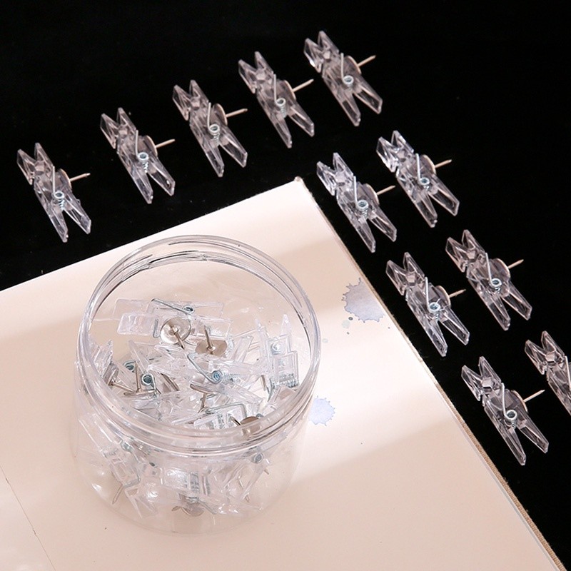 

20 Pcs Boxed Transparent Clip Pushpins Creative Bill/Postcard/Photo