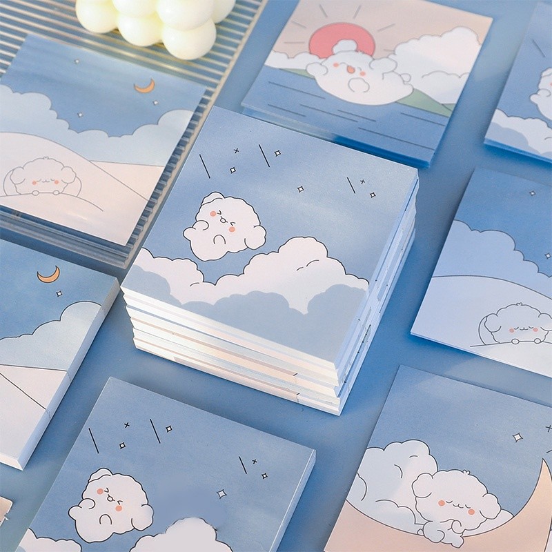 

80 Lembar Memo Sticky Notes Portable Bentuk Kartun Awan