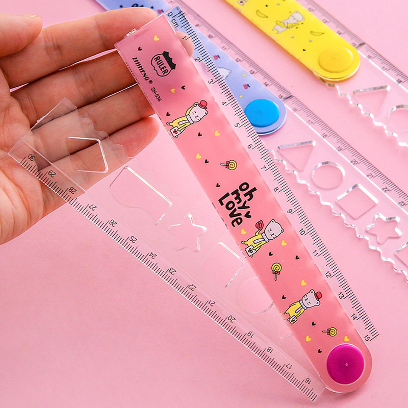 

30cm Ruler Cute Cartoon Foldable Painting Measuring Ruler Student