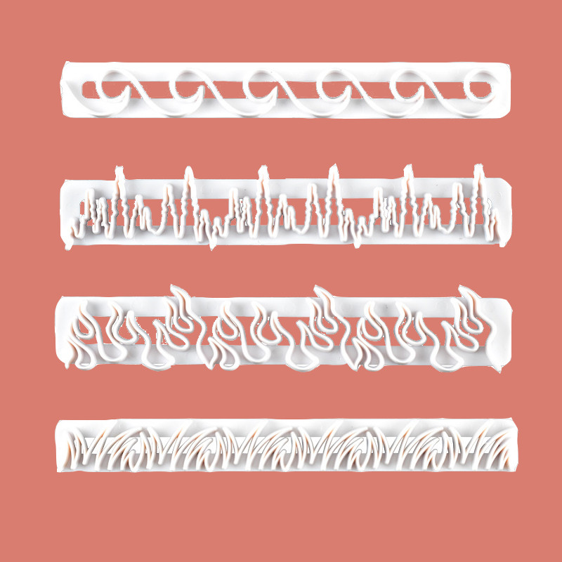 

4PCs Element Clay Cutter Wave/grass/iceberd/fire Pattern Emboss Stamp Texture Impression Cutting Mold Pottery Polymer Clay Tools