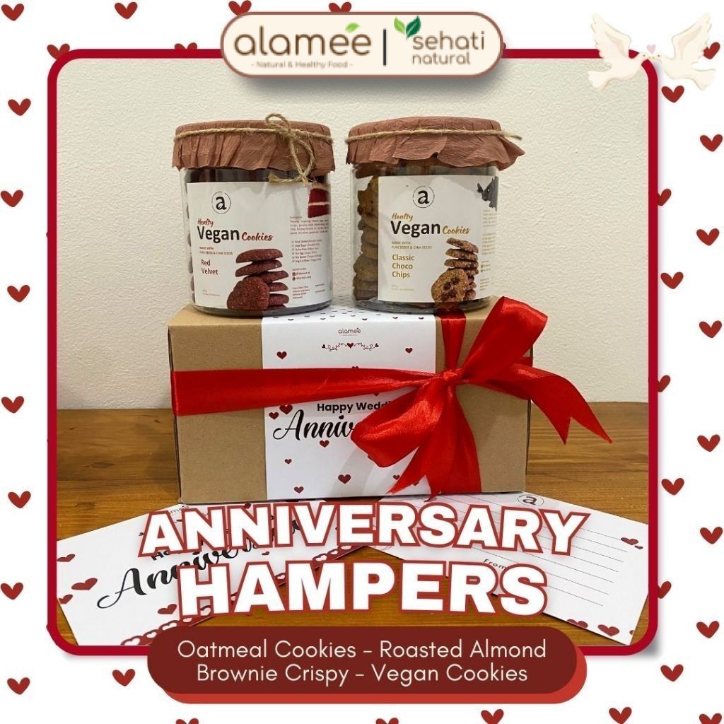 

ALAMEE Anniversary Gift Hampers Ulang Tahun Pernikahan Wedding Kado Hadiah Oatmeal Cookies Almond Sehati Natural