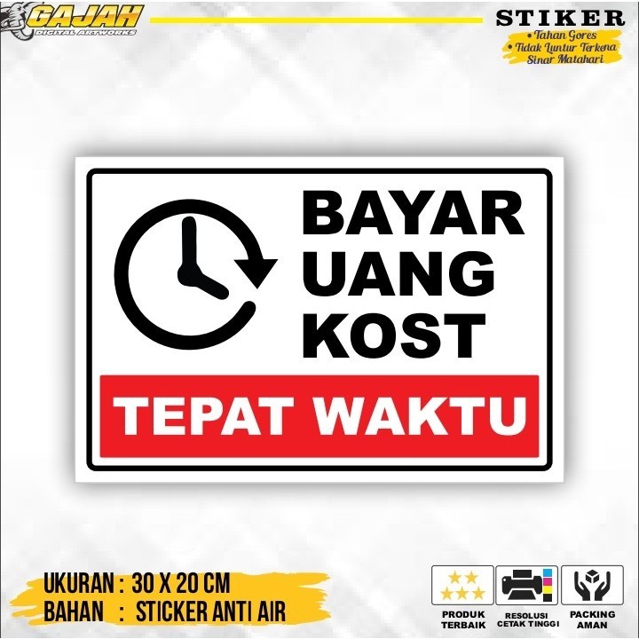 

STIKER BAYAR UANG KOST TEPAT WAKTU