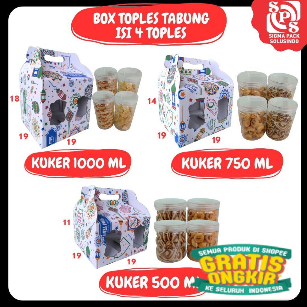 

Box Jinjing Toples Tabung Isi 2 Isi 3 Isi 4 x 500ml/750ml/1000ml Kardus Idul Fitri Lebaran Jar Tabung Idul Fitri Kue Kering Lebaran Ied Mubarak Bingkisan Hari Raya Hampers/ keluarga oleh oleh