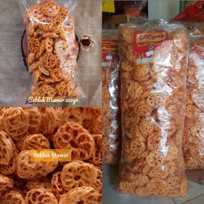 

KERUPUK SEBLAK MAWAR BANTET 250 gram / KRUPUK PEDAS CIKRUH KENCUR DAUN JERUK