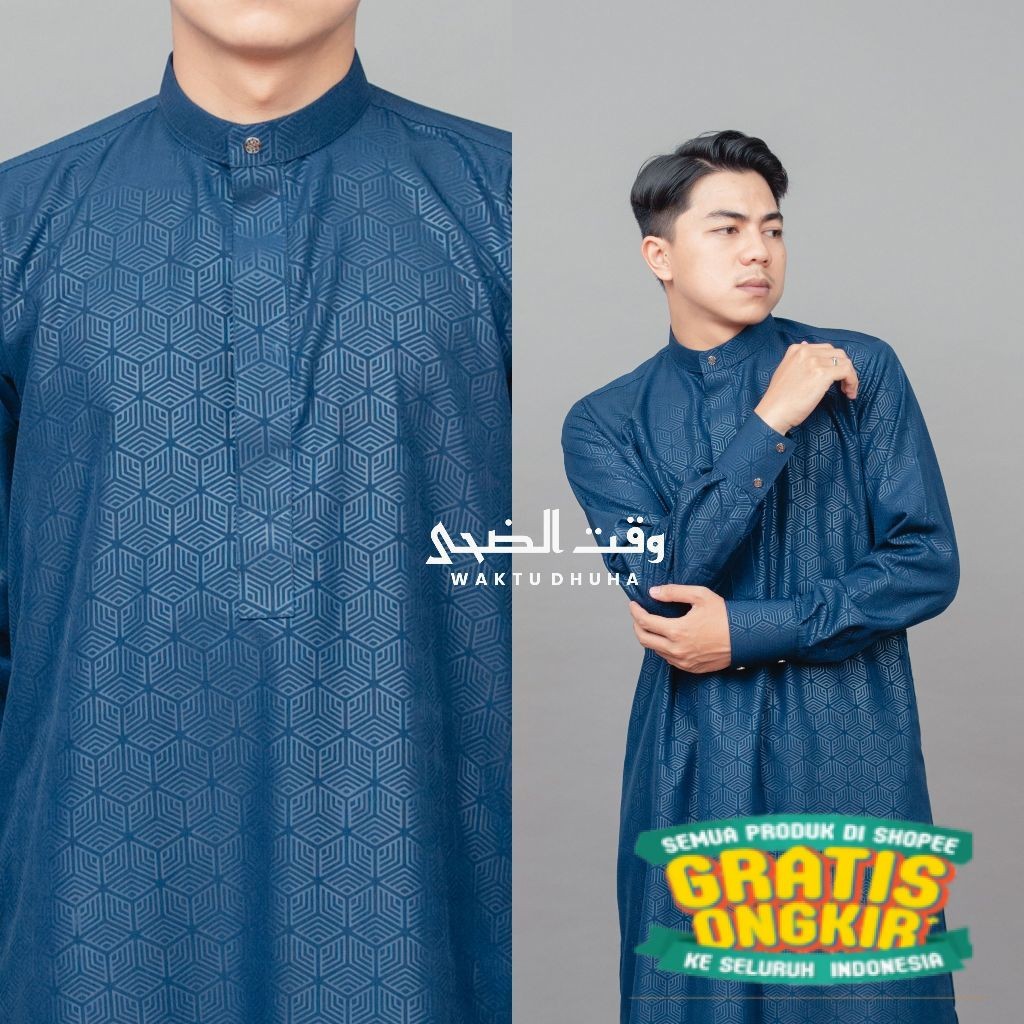 Jubah pria remaja dewasa tangan manset jubah umar jubah saudi premium JD Umar/ Hijau sage lumut army