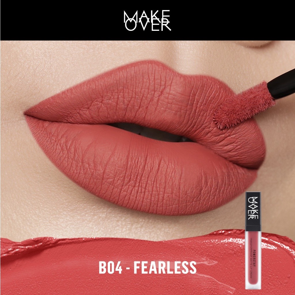 [Gift Not For Sale] MAKE OVER Powerstay Transferproof Matte Lip Cream B04 Fearless 7 g (KEMASAN LAMA