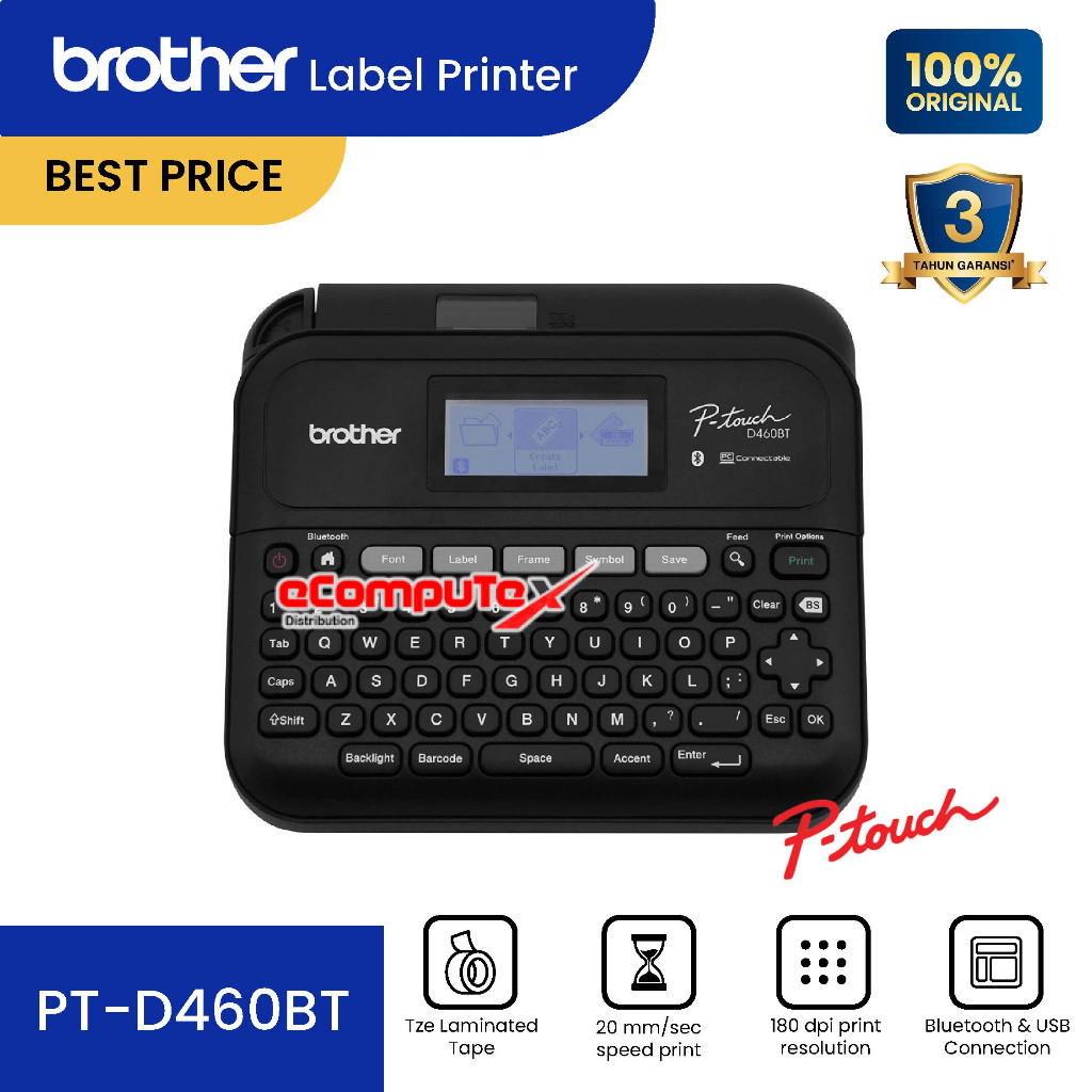 

PRINTER BROTHER PT-D460BT / PTD460BT LABEL MAKER - ORIGINAL GARANSI RESMI