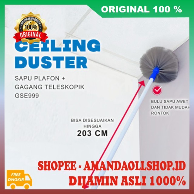 Kleaner Sapu Plafon Sapu Sarang Laba Sapu Langit Sapu Sawang Plafon Panjang 100% ASLI