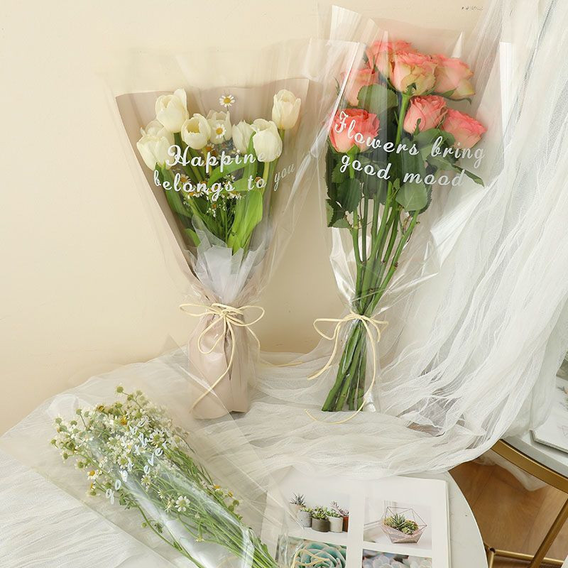 

Isi 20 LEMBAR Flower Wrapping Paper Transparent Flower Wrap Plastik OPP Cellophane Bouquet Florist KB046