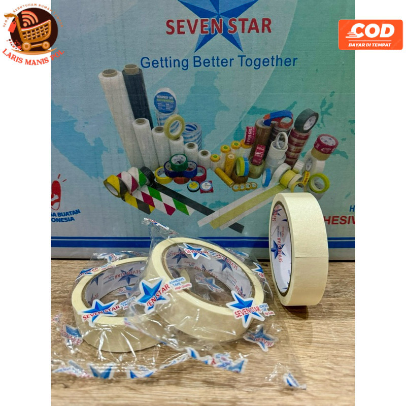 

LMP Isolasi Kertas Seven Star 24Mm 20 Yard Masking Tape Lakban Kertas