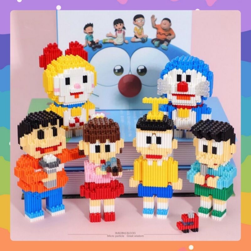 Blok Bata bricks Nano Doraemon & Friends - Mainan Susun DIY, Hadiah Ramadan & Idul Fitri