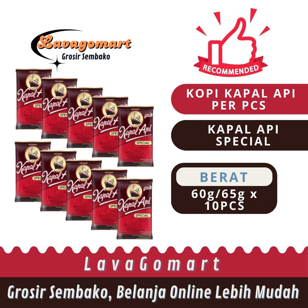 

KAPAL API KOPI BUBUK SPECIAL PCK 65/60g - 10 PCS - LAVAGOMART - BANDUNG