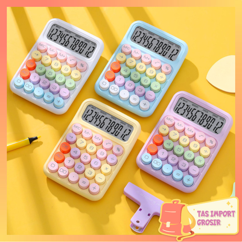 

TAS - 6187 Kalkulator Lucu Warna Macaron 12 Digit / Display Besar Keyboard Dot Mekanik / Cute Calculator Electronic Warna Permen