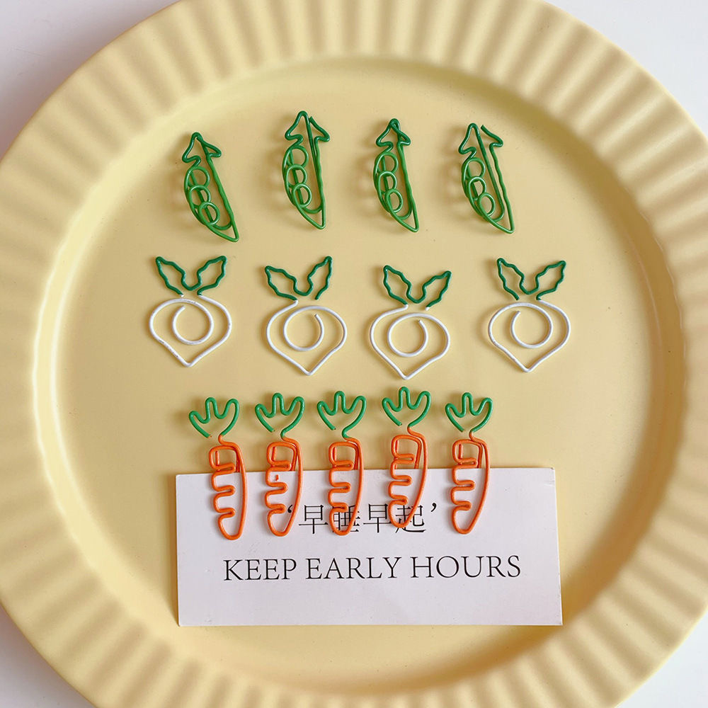 

1Pcs Creative Carrot Shaped Metal Paper Clip Pea Shape Bookmark Binder Clip Stationery School Accessories Office Supplies