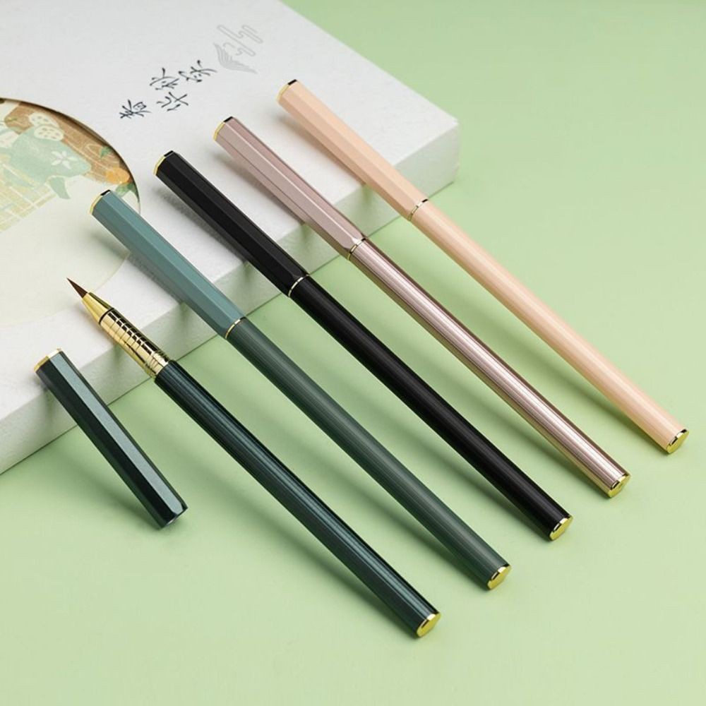 

Soft Morandi Calligraphy Brushes Weasel Hair Metal Rod Pen-type Brush Multi-purpose Reusable Regular Script Brush Painting