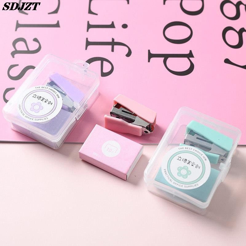 

Mini Morandi Color Metal Stapler Set With Staples Binding Tools Stationery Office School Student Supplies