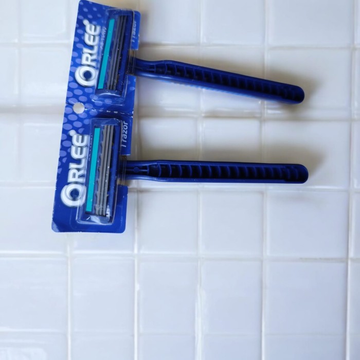 Alat Pisau Cukur Cukuran Kumis Jenggot Bulu 2 / 3 / 4  Mata Pisau Stainless Steel Anti Karat Selip Grip Gagang Anti Slip Razor Shaver Dengan Strip Sabun Pelicin Disposable Garuk Orlee Xavier 3 Shaving Biru OR-113XV Biru Kuning