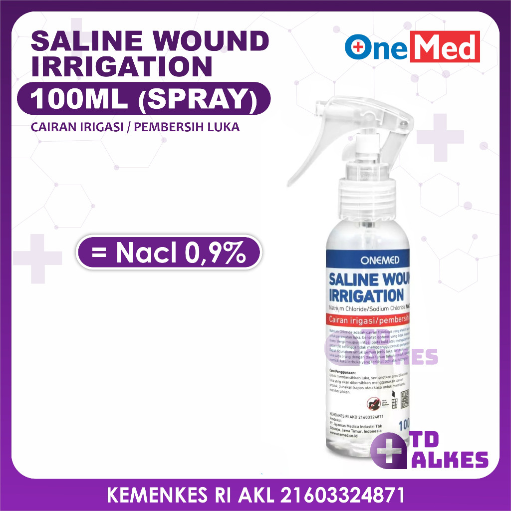 Onemed Saline Wound Irrigation 100ml (Nacl 0.9%) Spray Cairan Basuh Cuci Pembersih Luka 100 ml