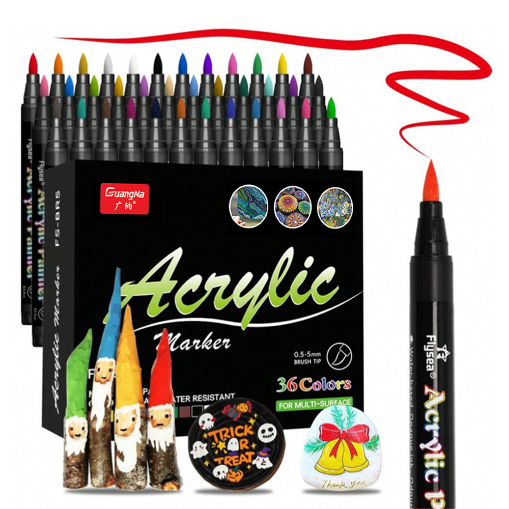 

【Dotding】12/24/36/48 Warna Warni Spidol Set Marker Akrilik Cat Air Media Banyak Media seperti Kertas, Kaca, Batu, Kain, Plastik, Kayu, Logam dengan Q042