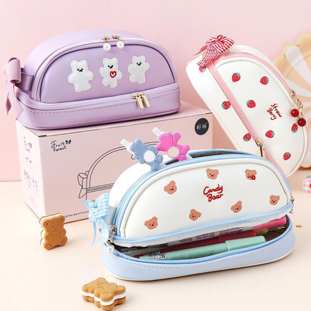 

【Dotding】Tempat Pensil Kotak Pensil Kawaii Kapasitas Pensil Kapasitas Besar PU Lapisan Ganda Tas PenaTahan Portabel untuk Perlengkapan Kantor Sekolah H234